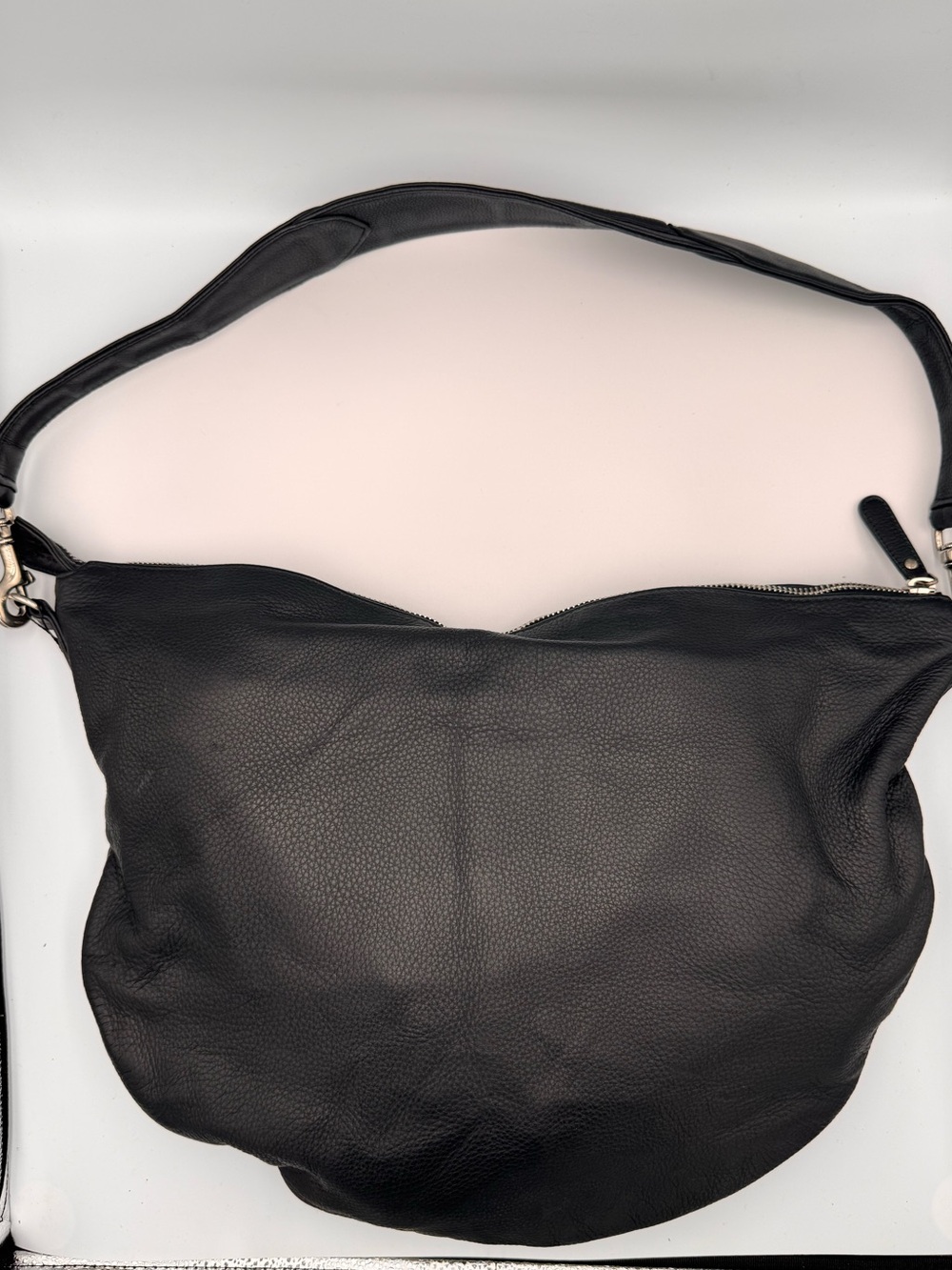 Gucci Black Leather Large Hobo Shoulder Bag Silver Hardware